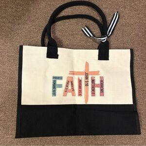 Brand new Faith Canvas Tote Bag set - Black and Cream